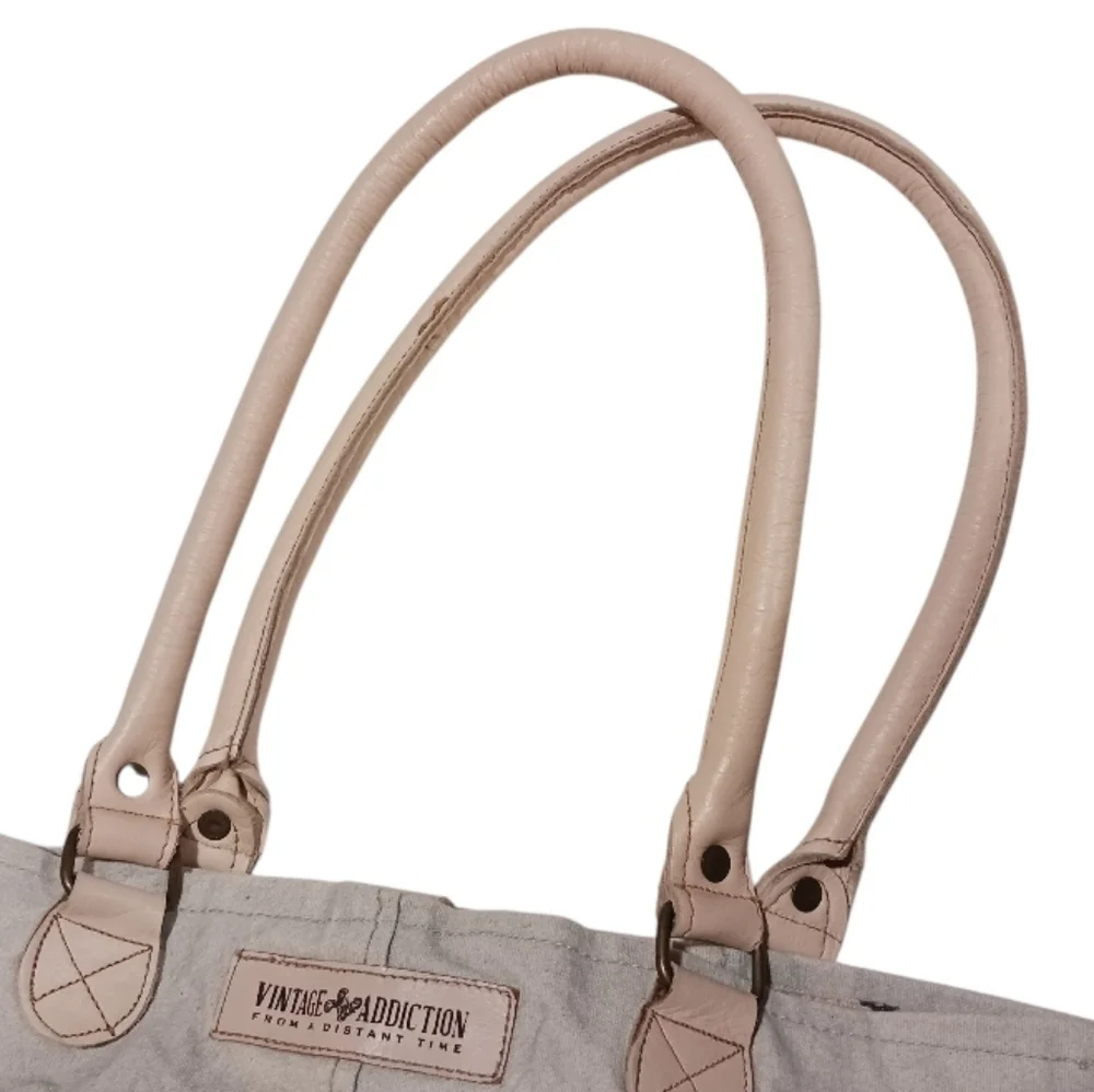 Vintage Addiction Mermaid Canvas Leather Tote - Picture 8 of 13